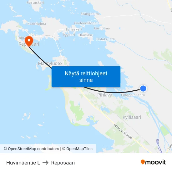 Huvimäentie L to Reposaari map