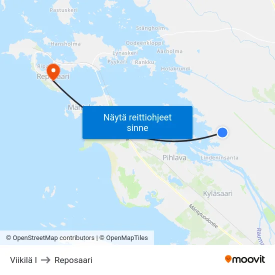 Viikilä I to Reposaari map