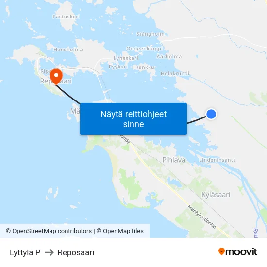Lyttylä P to Reposaari map