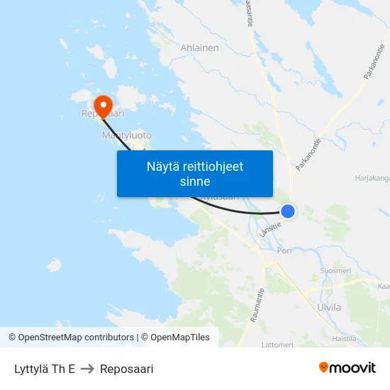 Lyttylä Th E to Reposaari map