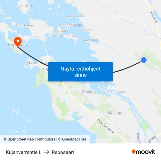 Kujanvarrentie L to Reposaari map