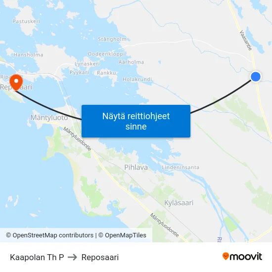 Kaapolan Th P to Reposaari map