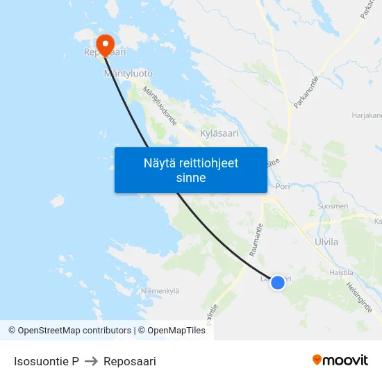 Isosuontie P to Reposaari map