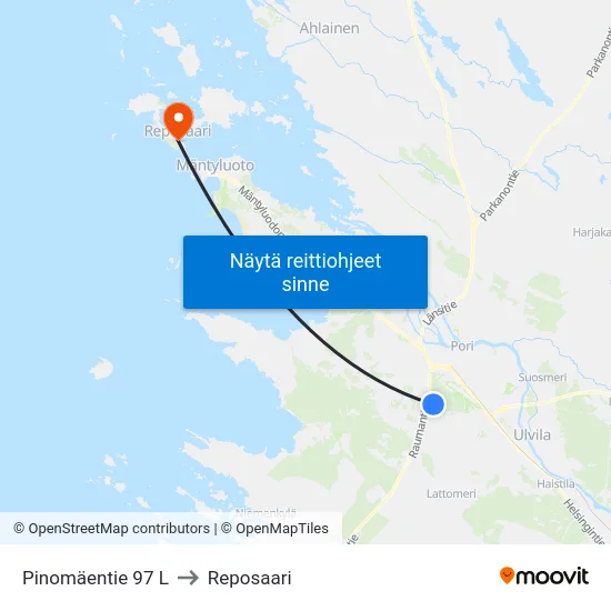Pinomäentie 97 L to Reposaari map