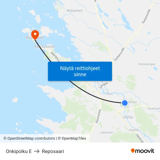 Onkipolku E to Reposaari map