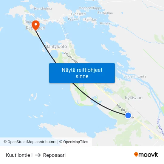 Kuutilontie I to Reposaari map