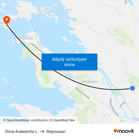 Oma-Aukeentie L to Reposaari map