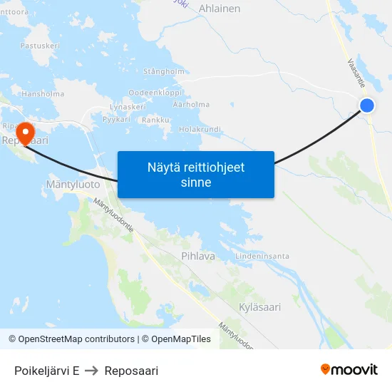 Poikeljärvi E to Reposaari map
