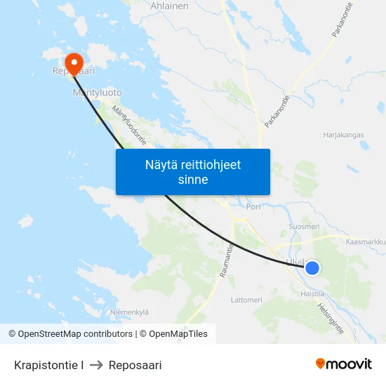 Krapistontie I to Reposaari map