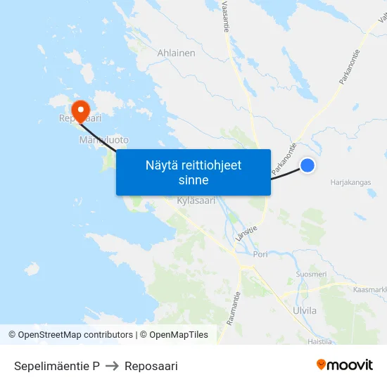 Sepelimäentie P to Reposaari map