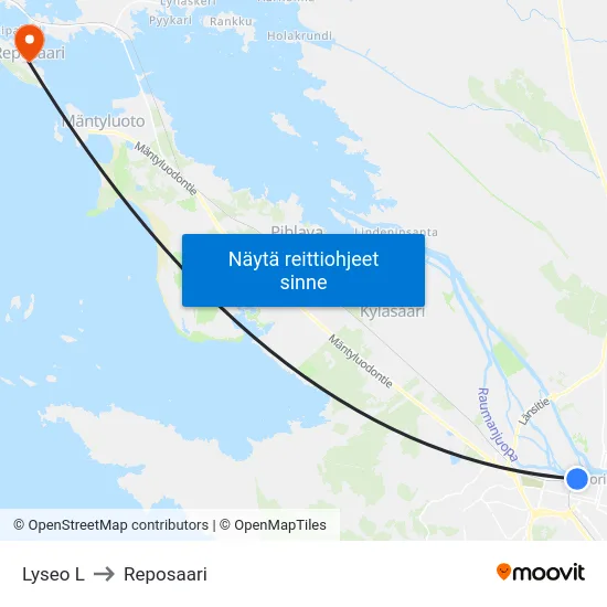 Lyseo L to Reposaari map