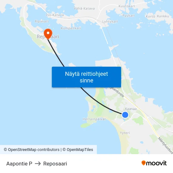 Aapontie P to Reposaari map