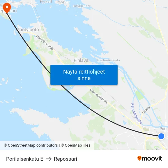 Porilaisenkatu E to Reposaari map