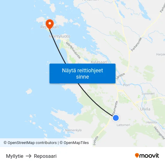 Myllytie to Reposaari map