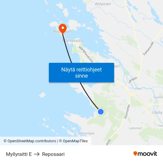 Myllyraitti E to Reposaari map