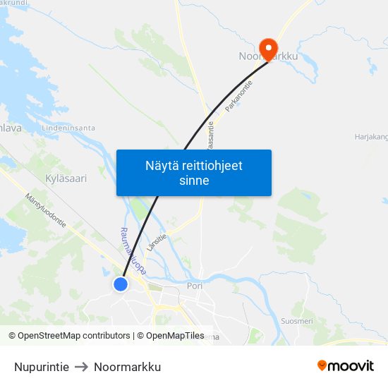 Nupurintie to Noormarkku map