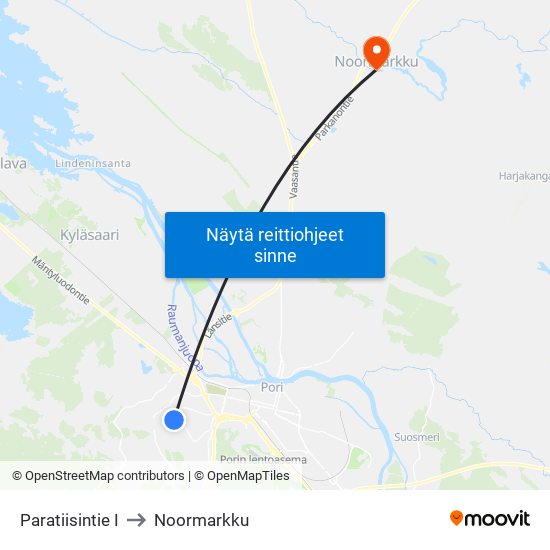 Paratiisintie I to Noormarkku map