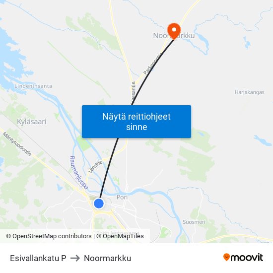 Esivallankatu P to Noormarkku map
