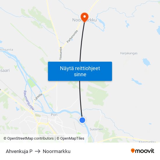 Ahvenkuja P to Noormarkku map