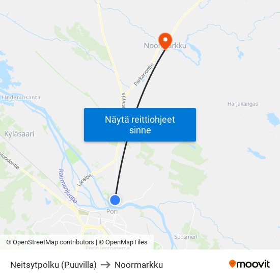 Neitsytpolku (Puuvilla) to Noormarkku map