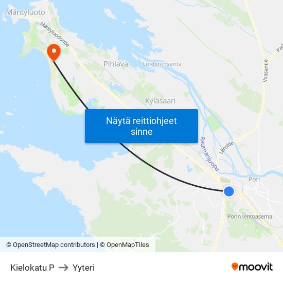 Kielokatu P to Yyteri map