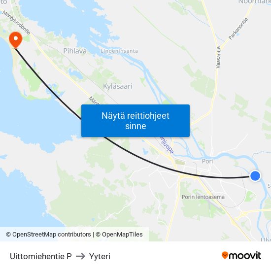 Uittomiehentie P to Yyteri map
