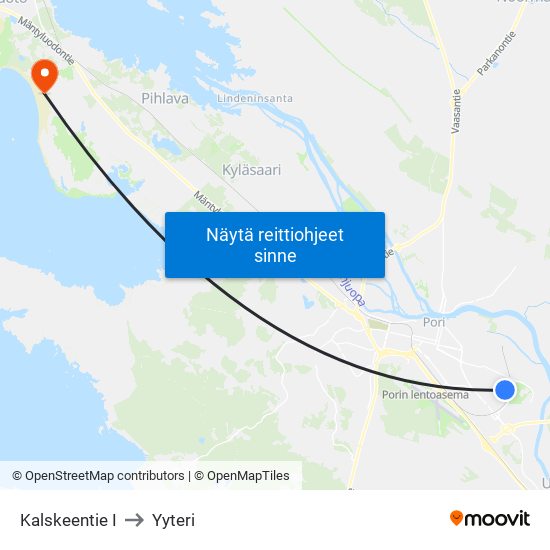Kalskeentie I to Yyteri map