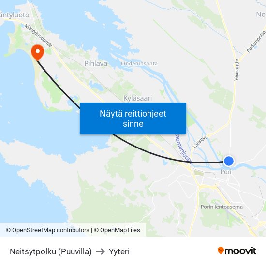 Neitsytpolku (Puuvilla) to Yyteri map