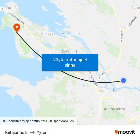 Kiitäjäntie E to Yyteri map