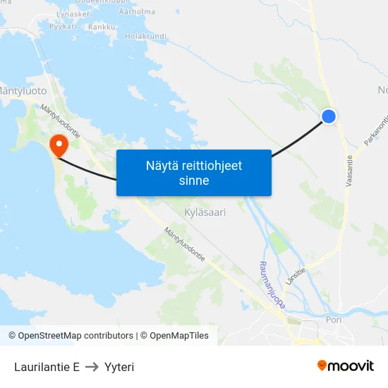 Laurilantie E to Yyteri map