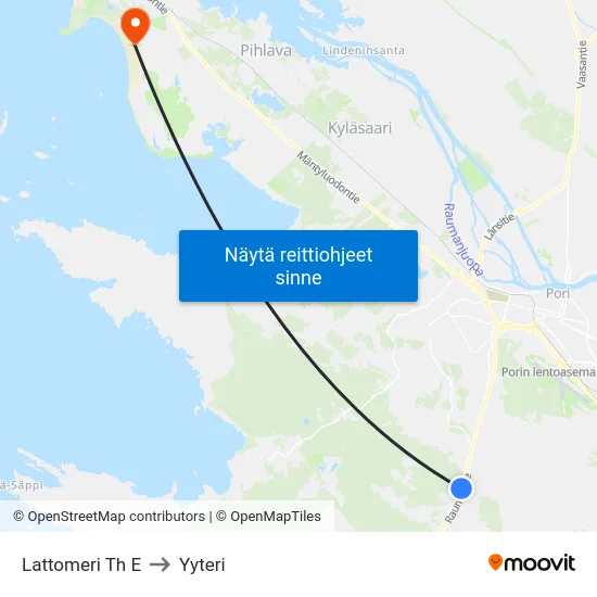 Lattomeri Th E to Yyteri map