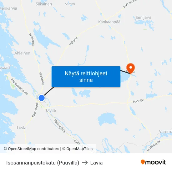 Isosannanpuistokatu (Puuvilla) to Lavia map