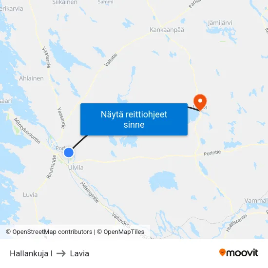 Hallankuja I to Lavia map
