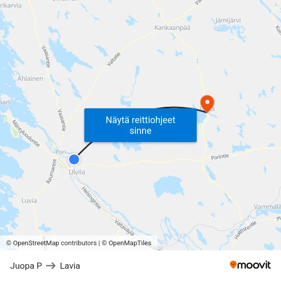 Juopa P to Lavia map