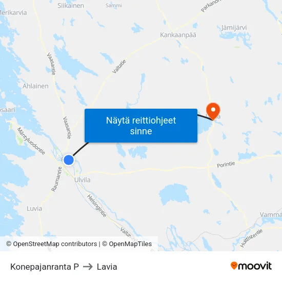 Konepajanranta P to Lavia map