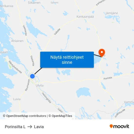Porinsilta L to Lavia map
