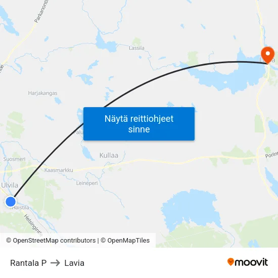 Rantala P to Lavia map