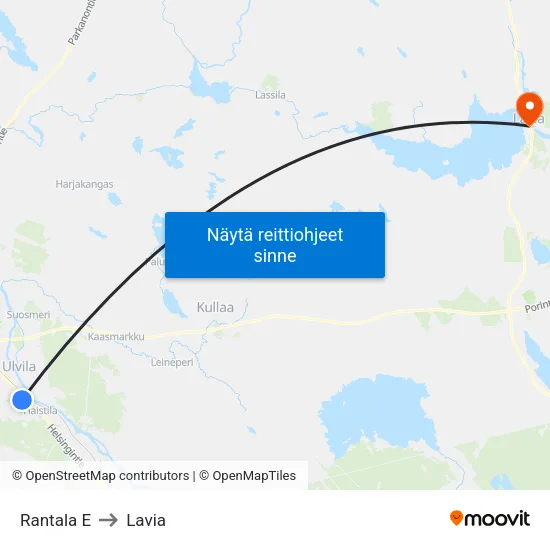 Rantala E to Lavia map