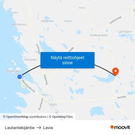 Lautantekijäntie to Lavia map