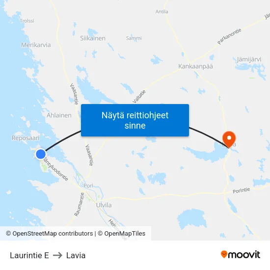Laurintie E to Lavia map