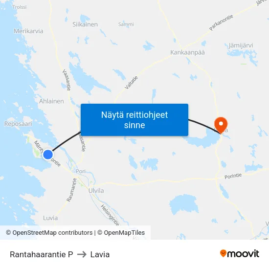 Rantahaarantie P to Lavia map