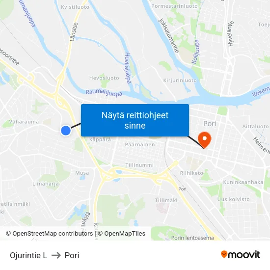 Ojurintie L to Pori map