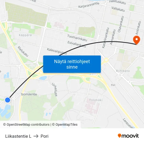 Liikastentie L to Pori map