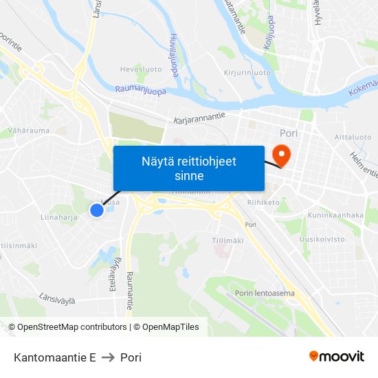 Kantomaantie E to Pori map