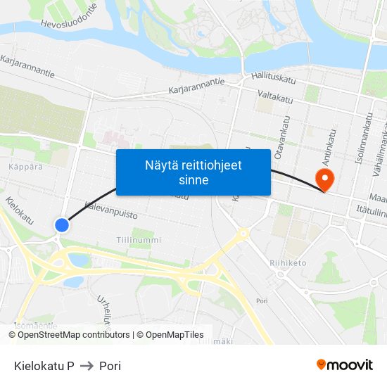 Kielokatu P to Pori map