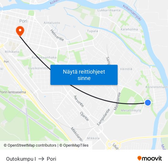 Outokumpu I to Pori map