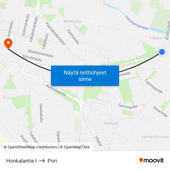 Honkalantie I to Pori map