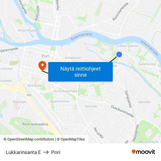 Lukkarinsanta E to Pori map