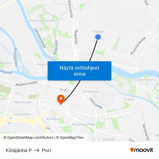 Kiitäjäntie P to Pori map
