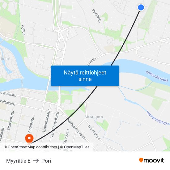 Myyrätie E to Pori map